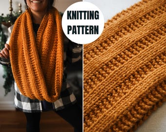 Nora gebreide sjaalpatroon | Hoe brei je een sjaal | Sjaalpatroon oneindig | Digitale pdf-download | Breien voor beginners