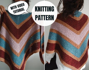 Sienna Shawl Pattern | Triangle Knitting Shawl Pattern | Instant Download PDF | Beginner-Friendly Shawl Pattern With Video Tutorial