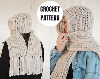 Hooded Crochet Scarf | PDF Pattern | Crochet Pattern For Beginners | Scarf With Hood | Instant Download PDF