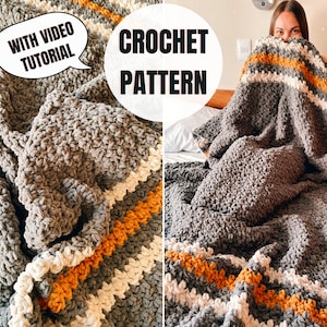 Sunbeam Crochet Blanket | Chunky Throw Pattern | Crochet Pattern With Video Tutorial | Bernat Blanket Yarn | Beginner-Friendly Afghan