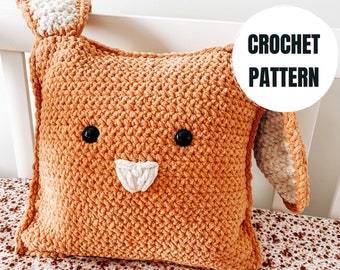 Almohada de conejito de crochet // Tamaño mediano // Patrón SOLAMENTE // Descarga PDF // Decoración infantil de Pascua // Almohada infantil