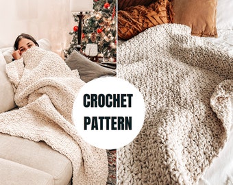Super Chunky Crochet Blanket Pattern || Instant PDF Download || Make it in 4.5 hours throw || 13 sizes included | Beginner-friendly Pattern