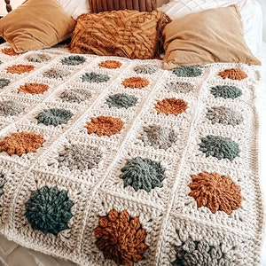 Granny Square Blanket Winter Blossom Crochet Pattern Video Tutorial Diagram 4 Sizes Instant download image 3