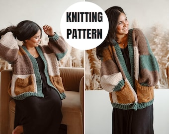 Fireside Cardigan | Knitting Pattern | Digital Download | How To Knit A Cardigan PDF Pattern | Sizes XS to 4 XL | Fall Cardigan Pattern Only