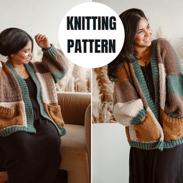 Fireside Cardigan | Knitting Pattern | Digital Download | How To Knit A Cardigan PDF Pattern | Sizes XS to 4 XL | Fall Cardigan Pattern Only