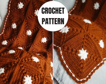 Crochet Pattern | Rosewood Blanket | Granny Squares Blanket Pattern | 10+ Sizes PDF Pattern | Beginner-Friendly Crochet Throw Pattern