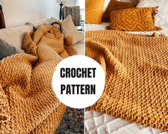 Super Chunky Crochet Blanket Pattern | Instant PDF Download | Dani's Blanket | 13 sizes included | 7 hour throw | Beginner-friendly Pattern
