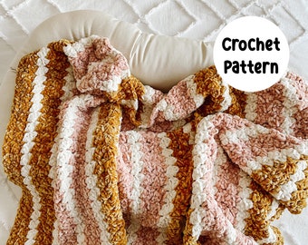 Sunny Baby Blanket | Crochet Pattern | Instant Download PDF | Velvet Yarn Blanket | 15 Finished Sizes