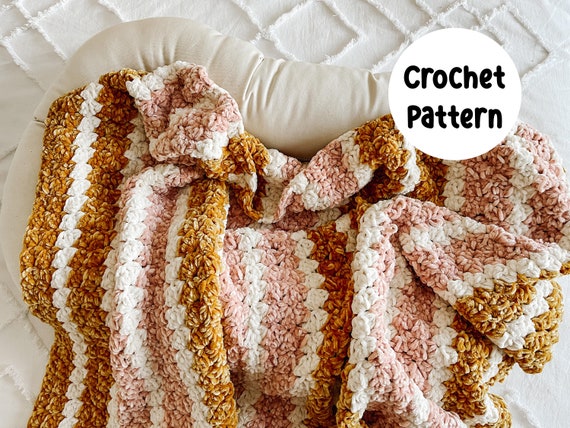 Sunny Baby Blanket | Crochet Pattern | Instant Download PDF | Velvet Yarn Blanket | 15 Finished Sizes