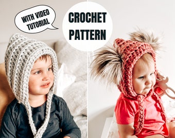 Costa Bonnet | Crochet Pattern | Instant Download | 3 Yarn weights | 4 Sizes | Chunky Baby/Kids Bonnet Pattern | Video Included | Beginner