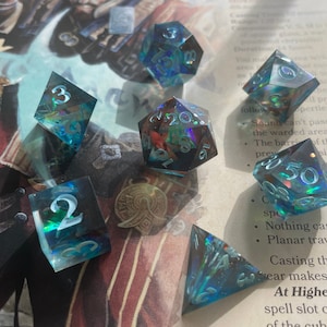 Cosmos Inspired Set Sharp Edged Tabletop DnD Pathfinder Dice Set