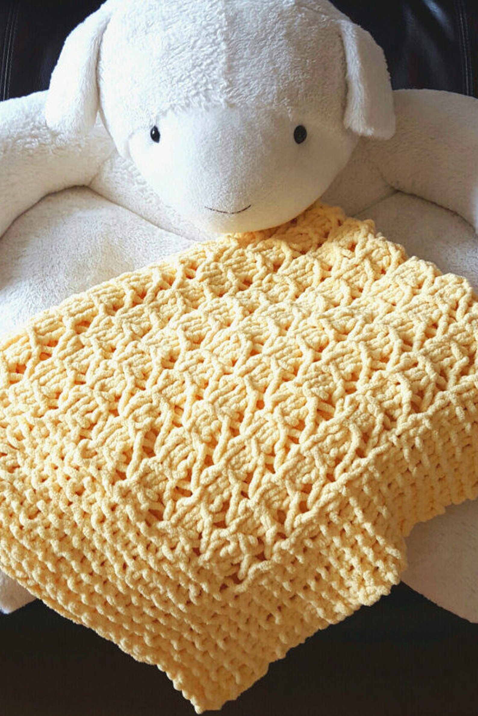 Hand Knit Baby Blanket in Yellow Easter Baby Blanket Chunky Etsy