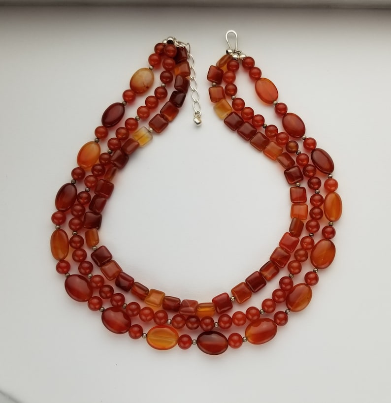 Carnelian 3 Strand Necklace