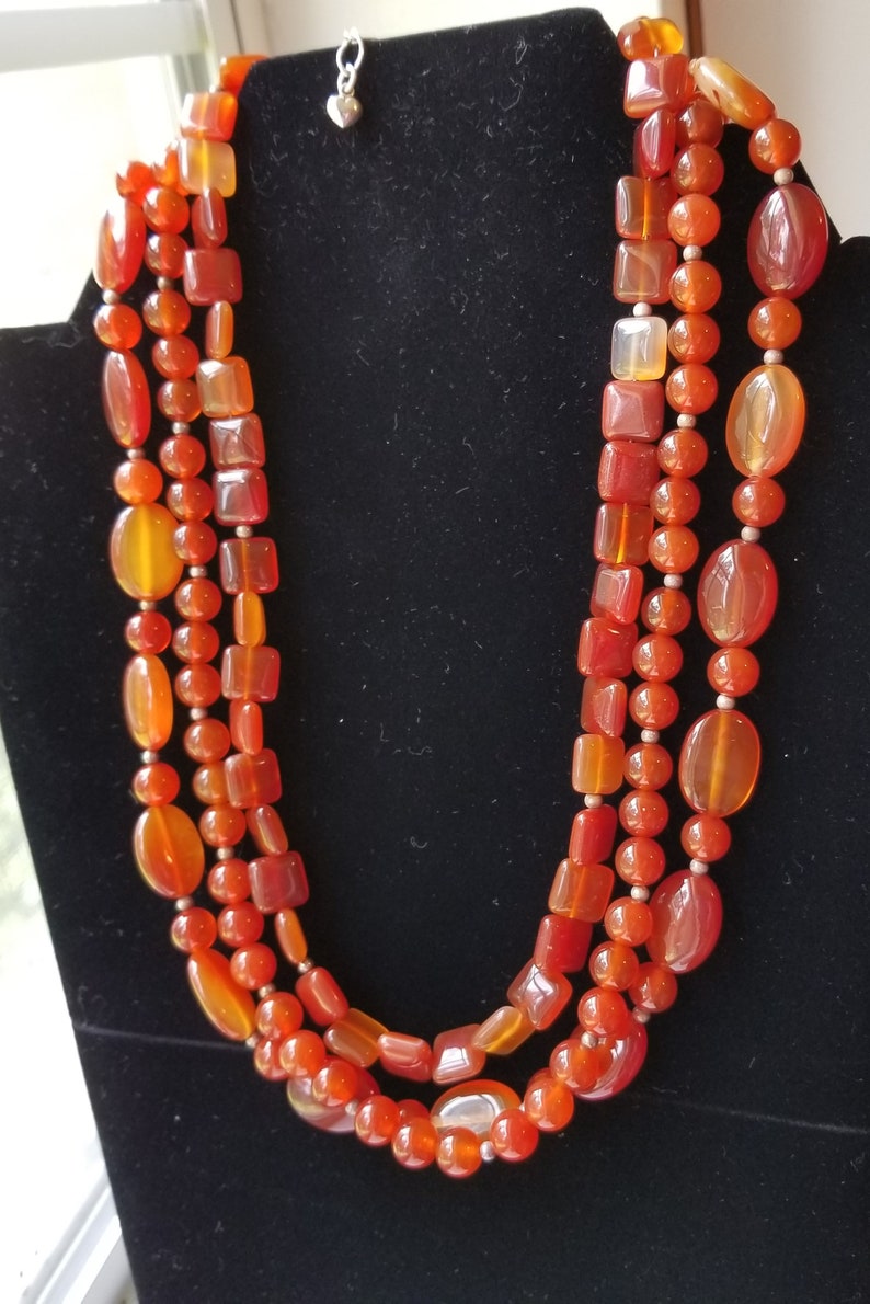 Carnelian 3 Strand Necklace