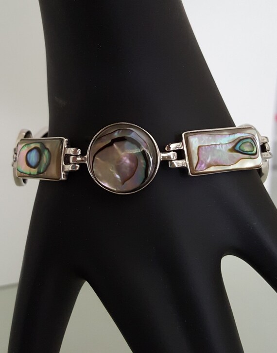 Rainbow Fire Paua Shell Sterling Silver Toggle Cl… - image 3