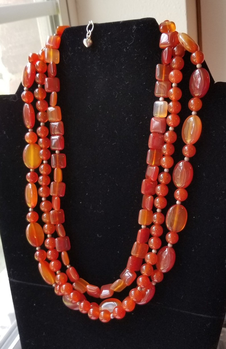 Carnelian 3 Strand Necklace