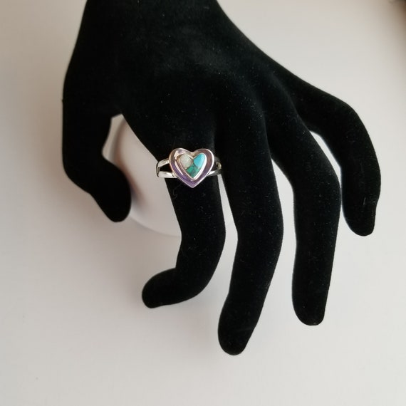Sterling Silver Double Heart Shape Turquoise and … - image 4
