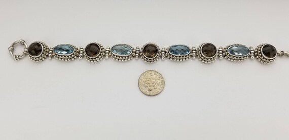 Faceted Blue Topaz and Smoky Topaz Sterling Silve… - image 9