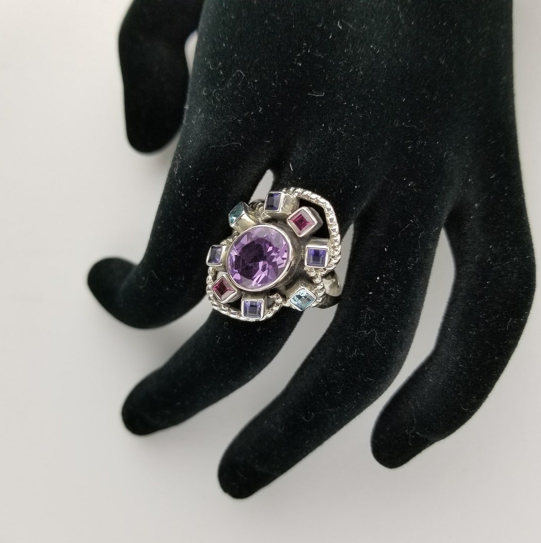 Nicky Butler Silver Rings Nicky Butler-oval Faceted Amethyst & Multi Gemstone-sterling Silver ...