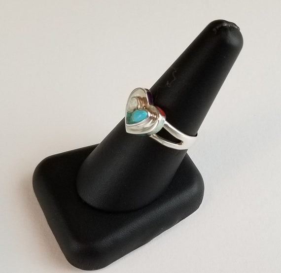 Sterling Silver Double Heart Shape Turquoise and … - image 8