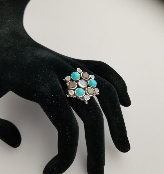 Nicky Butler Raj-Triangular Pattern Turquoise & S… - image 5