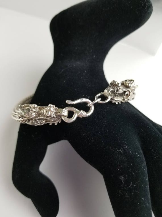 Handmade Chain and Dragon Heads Sterling Silver -… - image 5