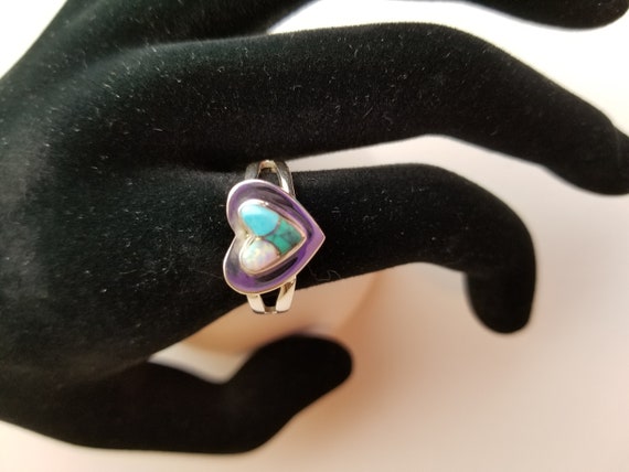 Sterling Silver Double Heart Shape Turquoise and … - image 5