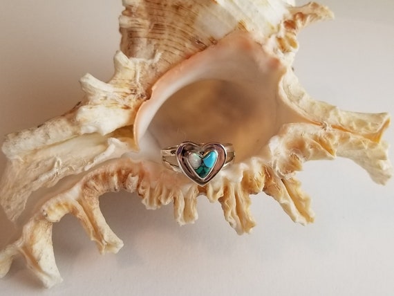 Sterling Silver Double Heart Shape Turquoise and … - image 1