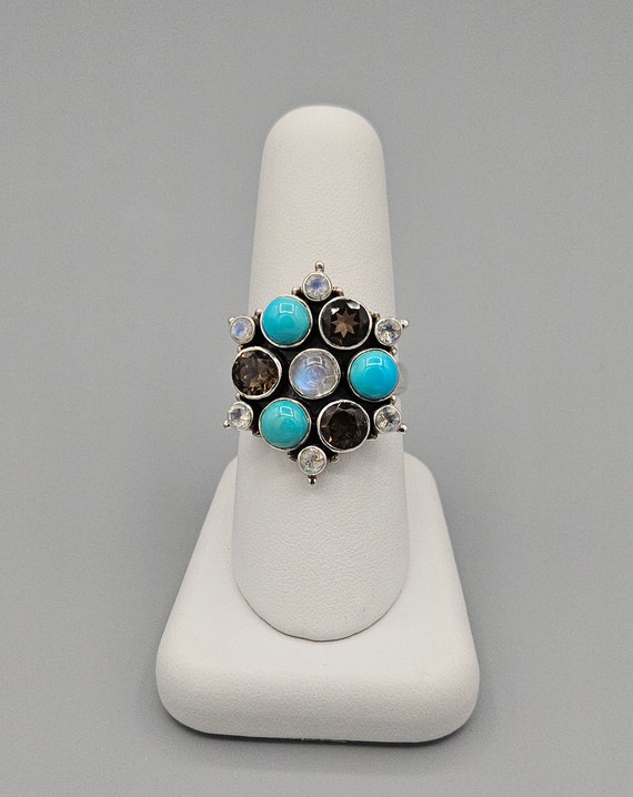 Nicky Butler Raj-Triangular Pattern Turquoise & S… - image 1