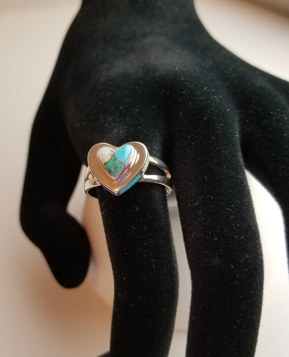 Sterling Silver Double Heart Shape Turquoise and … - image 6