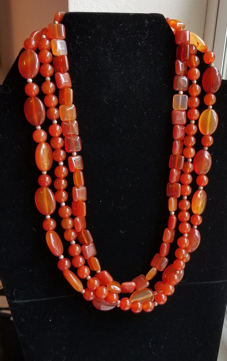 Carnelian 3 Strand Necklace