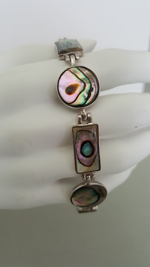 Rainbow Fire Paua Shell Sterling Silver Toggle Cl… - image 4