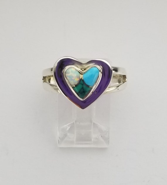 Sterling Silver Double Heart Shape Turquoise and … - image 9