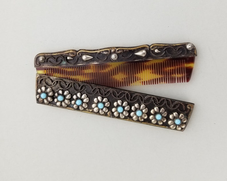 Antique Silver Tortoise Shell Comb and Case Adorned With - Etsy