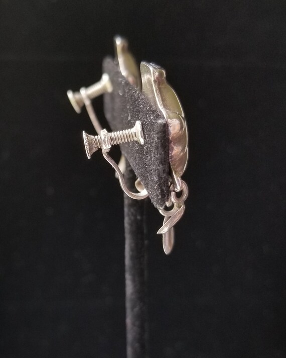 Vintage Silver Shell Design with Dangles - Screw … - image 6