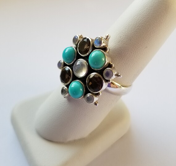 Nicky Butler Raj-Triangular Pattern Turquoise & S… - image 4