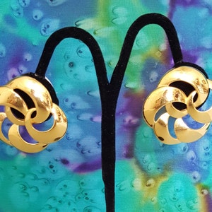 CLIP Earrings - NAPIER Gold Tone with Hinged Screw Back