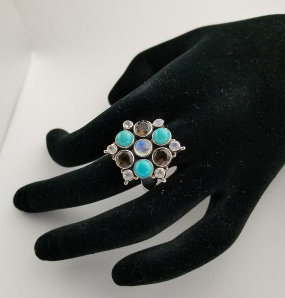 Nicky Butler Raj-Triangular Pattern Turquoise & S… - image 2