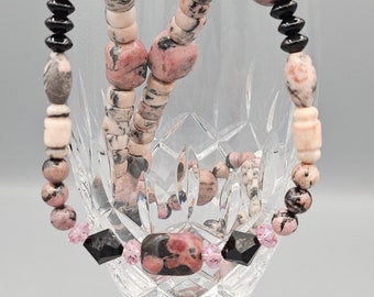 Multi-Specimens of Rhodonite Gemstones Necklace