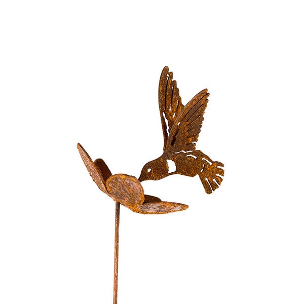 Hummingbird Metal Flower Garden Art | Outdoor Bird Decor Gift GP149