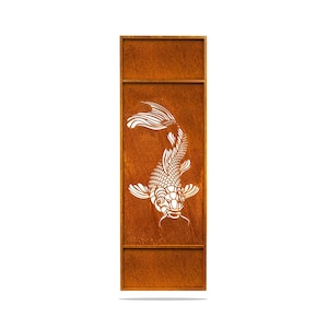 Koi Art Privacy Screen, Large Metal Art Panels, 6x2ft Fencing Panels, Japanese Garden Art, Garden Metal Screens | P636F2X6