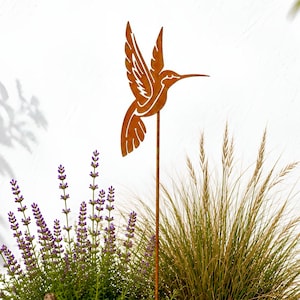 Hummingbird Lover Gift | Metal Bird Garden Stake | Nature Yard Art GP132