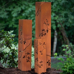 Delicate Branch Column, Landscape Art, Planter, Lighting Box, Metal Garden Lantern, Steel Bollards | C429