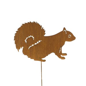 Large Metal Squirrel Garden Stake, Rusty Squirrel Decor, Garden Animals