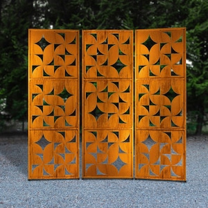 Mid-Century Privacy Screens, Metal Garden Art Panels, Privacy Fence or Outdoor Privacy | PS506