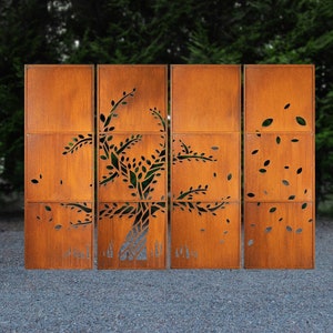 Privacy Screens, Tree & Falling Leaves, Large Garden Décor, Patio Privacy, Oversized Home Decor | PS507