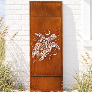 Sea Turtle Metal Garden Panel | 6ft Outdoor Privacy Screen