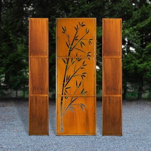 Bamboo Privacy Screens, Large Garden Decor, Metal Fence, Large Garden Art, Privacy Panels | PS501