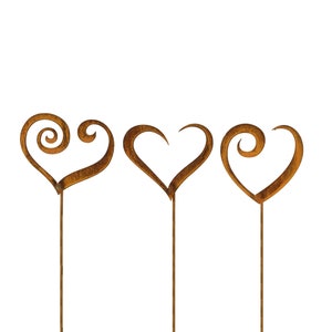 Metal Hearts Set of 3, Metal Heart Garden Stakes, Heart Shaped Decor, for Container Planter Patio Art