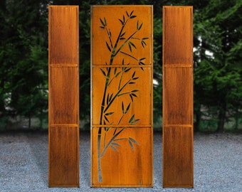 Bamboo Privacy Screens, Large Garden Decor, Metal Fence, Large Garden Art, Privacy Panels | PS501